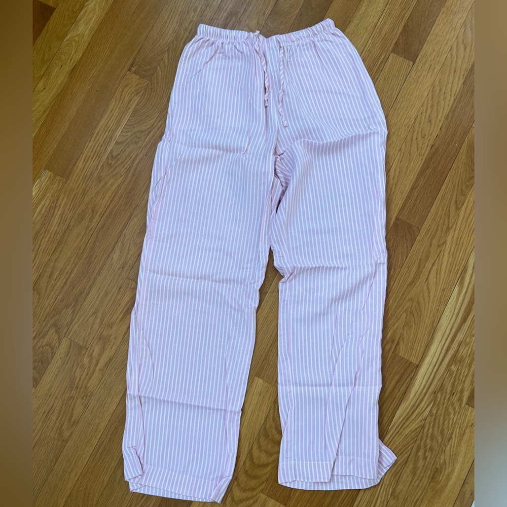 Bershka Pink Striped Wide Leg Pants